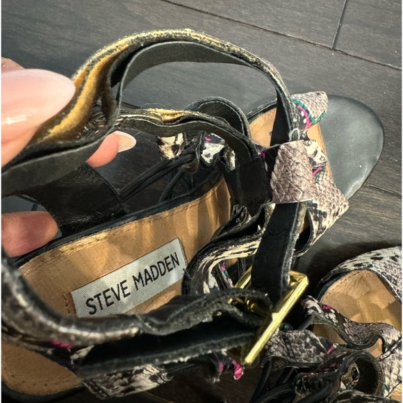 🟠 STEVE MADDEN SNAKESKIN OPEN TOE HEELS SIZE 8 - Picture 7 of 7